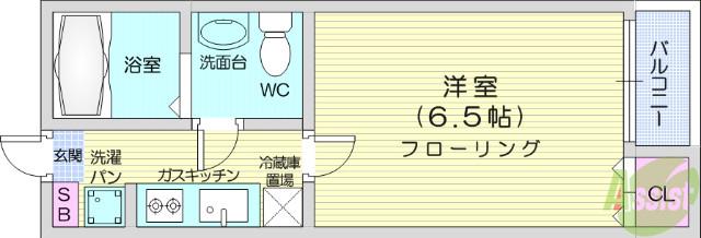STAGE福沢町(1K/1階)の間取り写真