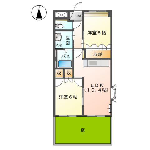 PALAZZO DI LUNA(2LDK/1階)の間取り写真