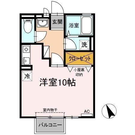 カルチェ出屋敷(ワンルーム/2階)の間取り写真