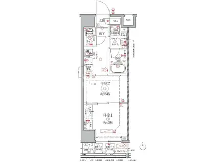 クレイシアIDZ祐天寺(2K/4階)の間取り写真