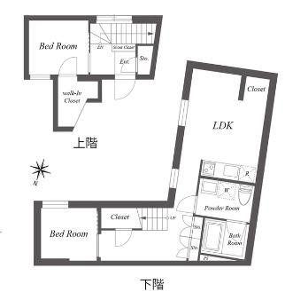 PASEO三軒茶屋イースト(2LDK/1階)の間取り写真
