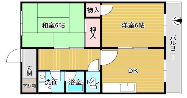 ホワイトハイツ(2DK/4階)の間取り写真
