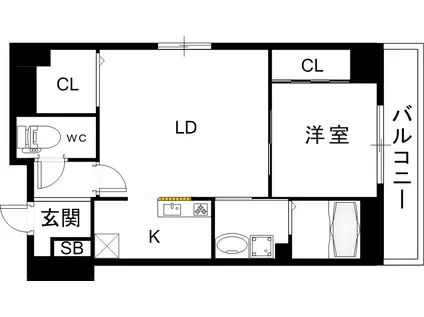 神戸花隈町(1LDK/2階)の間取り写真