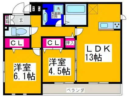 ドエル エミネンス(2LDK/2階)の間取り写真