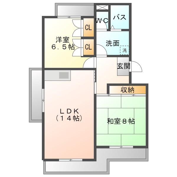 ヒルズ赤池(2LDK/5階)の間取り写真