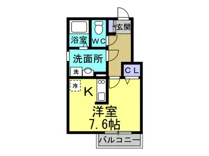 ベルセ常滑(ワンルーム/1階)の間取り写真
