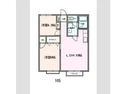 SUN FEEL(2LDK/1階)の間取り写真