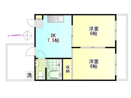 フォンテーヌ中野(2DK/3階)の間取り写真