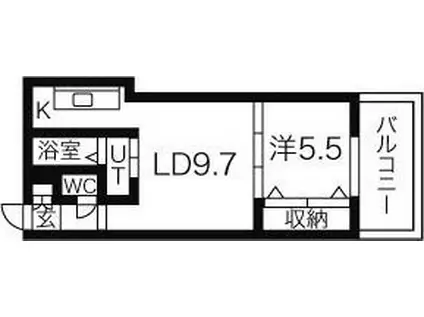 リヴェール山鼻(1LDK/5階)の間取り写真