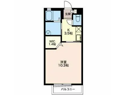 キャトル・セゾン西条A(1K/2階)の間取り写真