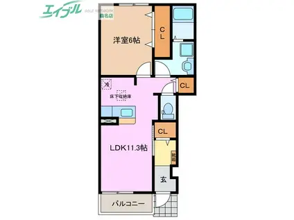 モデルノI(1LDK/1階)の間取り写真