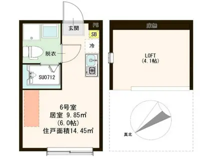 SUNLOTUS葛西(ワンルーム/1階)の間取り写真