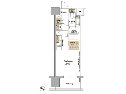 THE PARKHABIO 目黒(ワンルーム/13階)の間取り写真