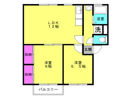 ショウナンA(2LDK/2階)の間取り写真