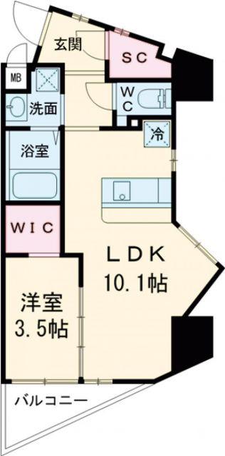 ウィングス重住(1LDK/4階)の間取り写真