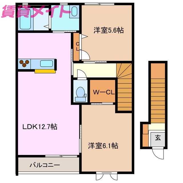 SUNFLOWER(2LDK/2階)の間取り写真