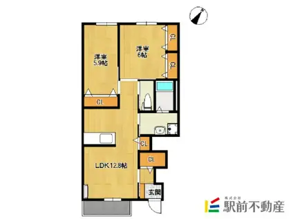 サンライズガーデン神田(2LDK/1階)の間取り写真