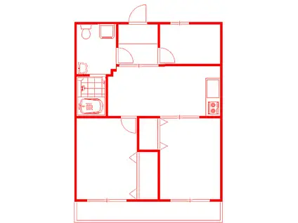 クリフハイツ3号棟(2SDK/4階)の間取り写真