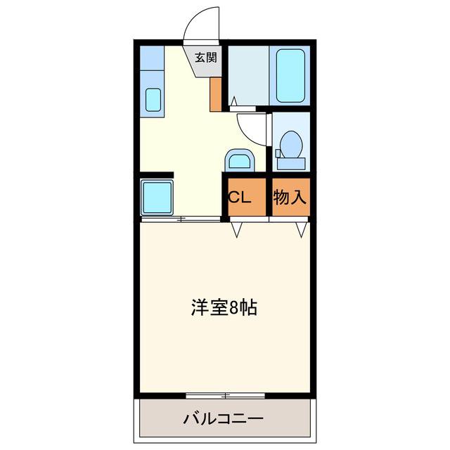 サンライフ光栄(1K/1階)の間取り写真