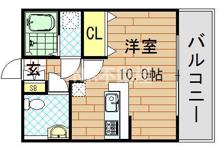 Mフロンティア(ワンルーム/2階)の間取り写真