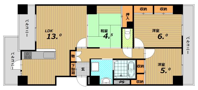 アスタピア新長田駅前通(3LDK/7階)の間取り写真
