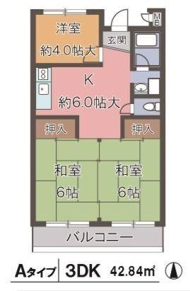 グリーンハイツ正雀(3DK/3階)の間取り写真