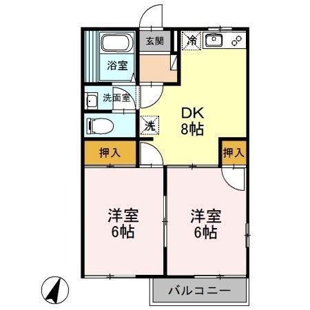 堀の内コーポB(2DK/2階)の間取り写真