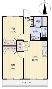 ブルック海神五(2LDK/1階)の間取り写真