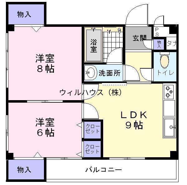 ガーデンヒルOGI(2LDK/3階)の間取り写真