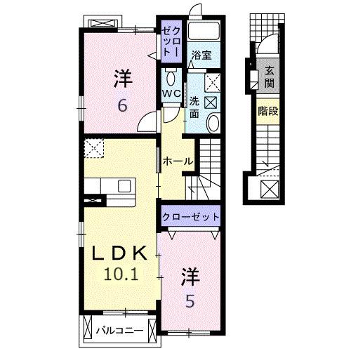 サンセレーノ I(2LDK/2階)の間取り写真