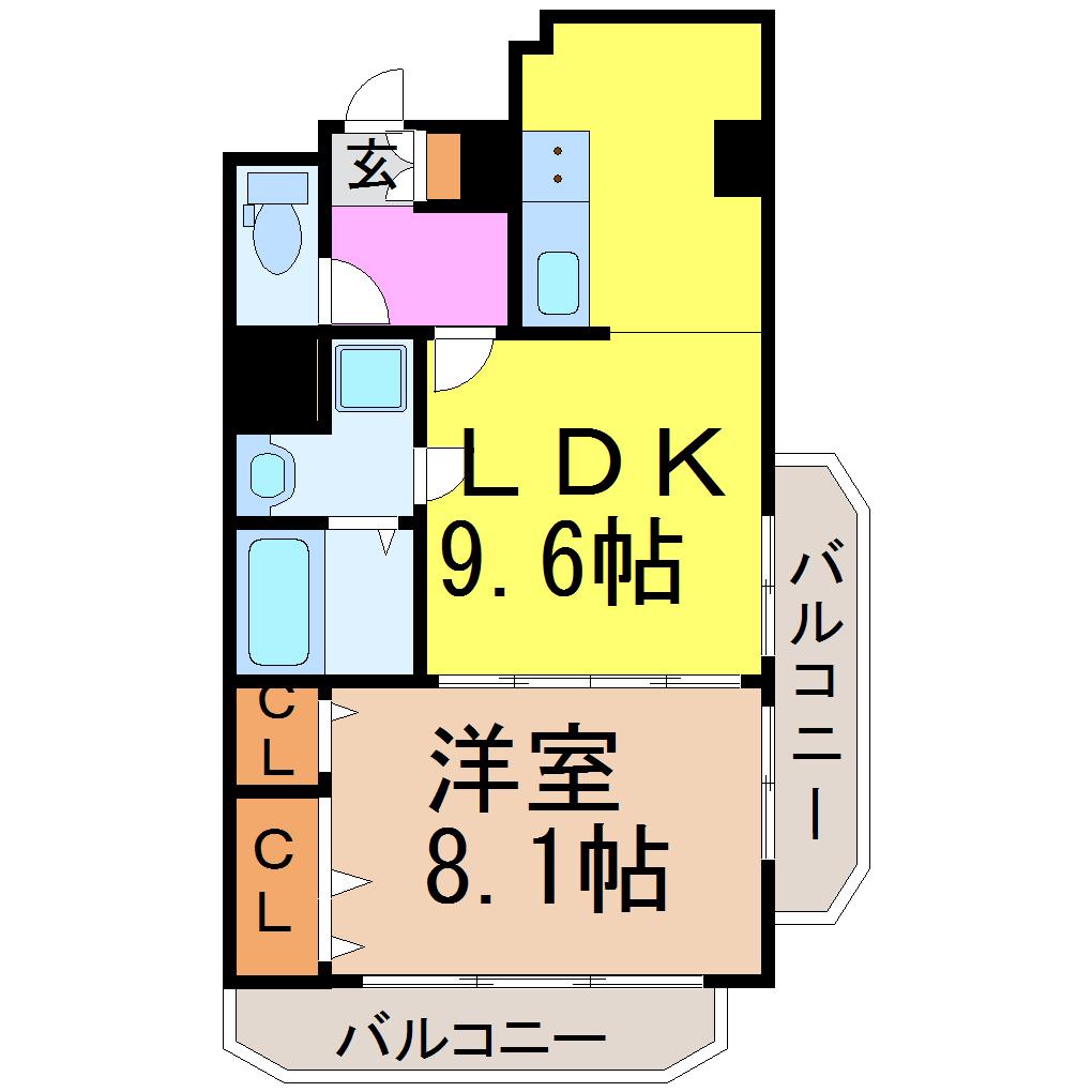 さくらHILLSYAGOTO(1LDK/2階)の間取り写真