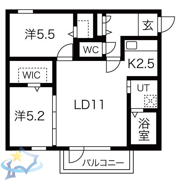 REVE SAPPORO(2LDK/2階)の間取り写真