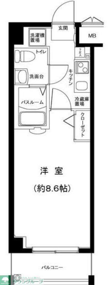 グランフォース北綾瀬(1K/1階)の間取り写真