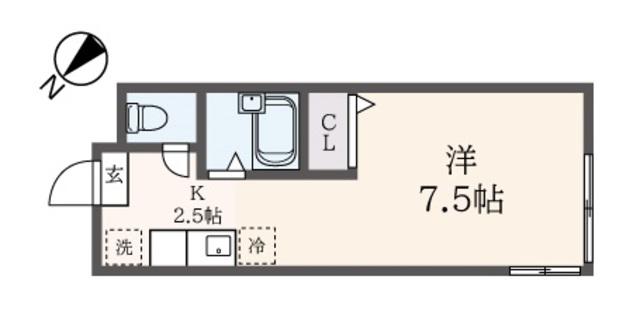 ウィスタリア(1K/1階)の間取り写真