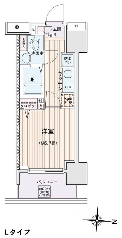 エスティメゾン錦糸町II(1K/2階)の間取り写真