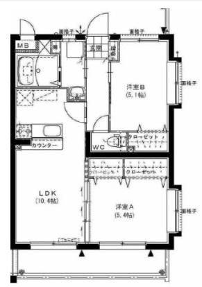ハーバーウエスト(2LDK/3階)の間取り写真