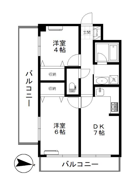 パーセル中野弥生町(2LDK/10階)の間取り写真
