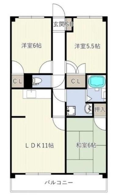 INOVE武蔵砂川(3LDK/3階)の間取り写真