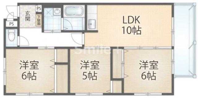 ルネス今村公園(3LDK/2階)の間取り写真