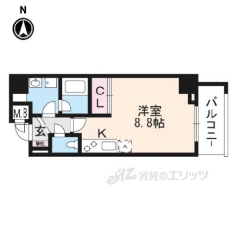 COMFORT五条大宮(ワンルーム/2階)の間取り写真