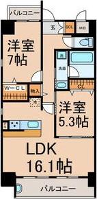 KAMEZIMA RESIDENCE(2LDK/9階)の間取り写真