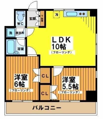 パークサイド大原(2LDK/2階)の間取り写真