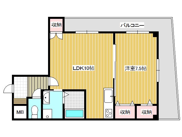 中西駅前ビル(1LDK/6階)の間取り写真