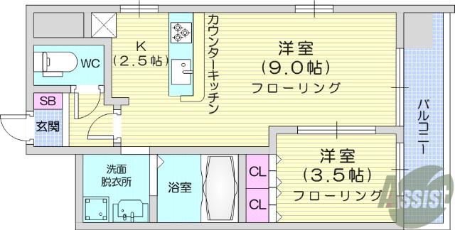 LASANTE薬師堂(1LDK/5階)の間取り写真