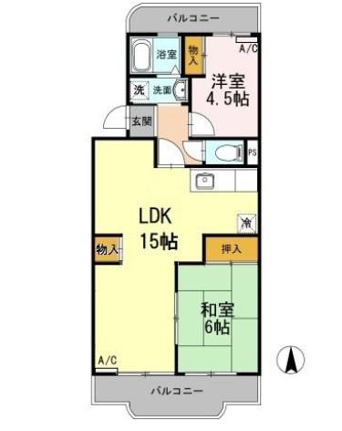 ノーブル高橋(2LDK/1階)の間取り写真