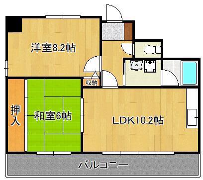 朝日イーストビル(2LDK/5階)の間取り写真