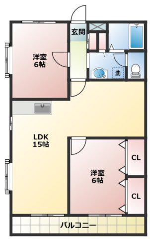 エル・スール日吉(2LDK/3階)の間取り写真