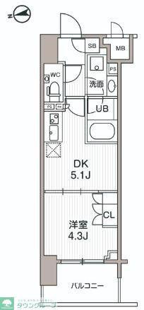 シーズンフラッツ大森エアリー(1DK/10階)の間取り写真