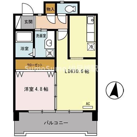 ラディウス武庫之荘(1LDK/2階)の間取り写真