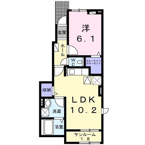 コート・ド・ブラン(1LDK/1階)の間取り写真